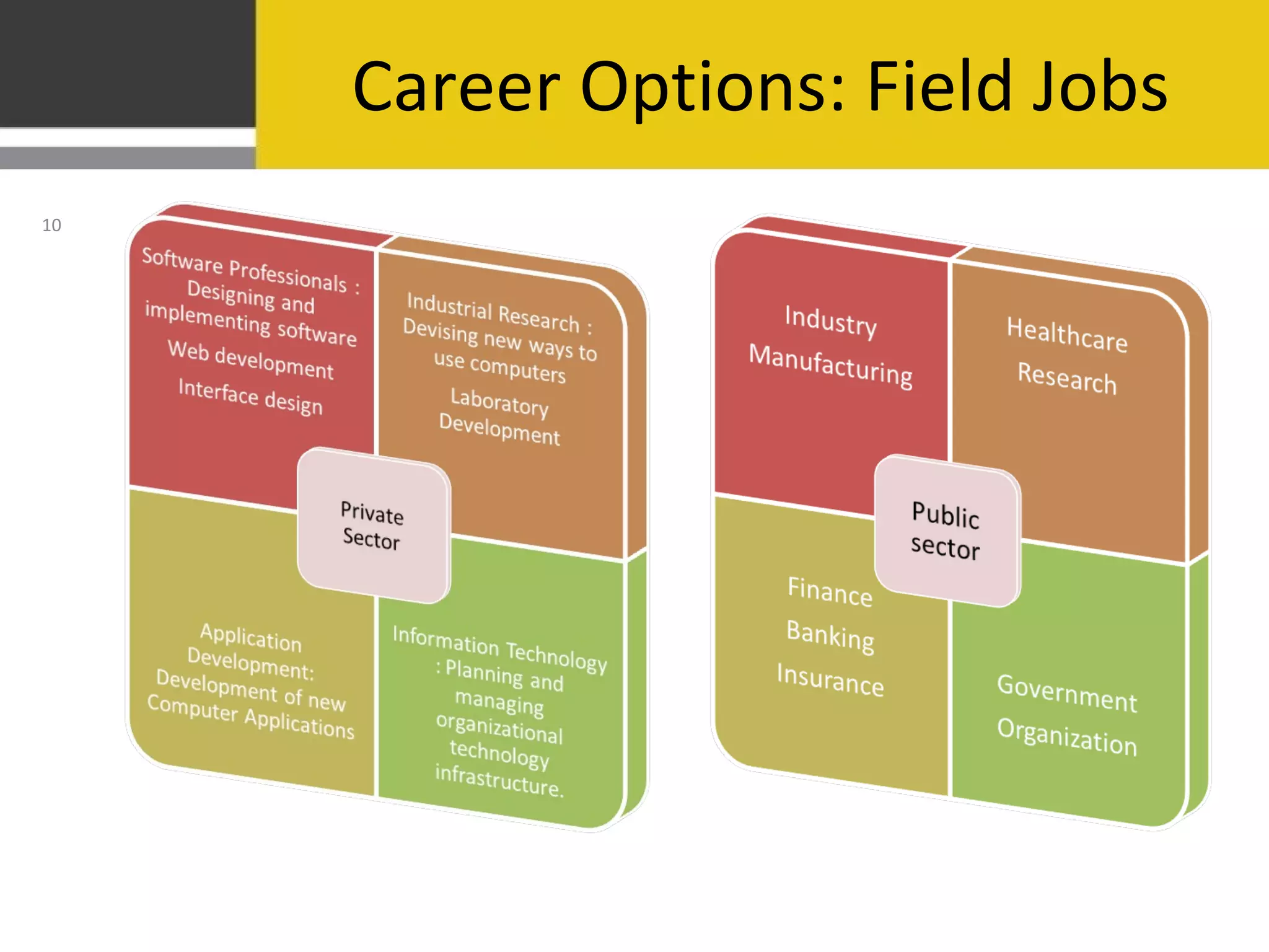 Dicipline Options: Field Jobs
Career – Computer Science
10