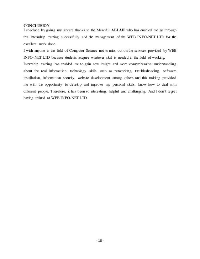 Computer science industrial training report carried out at web info