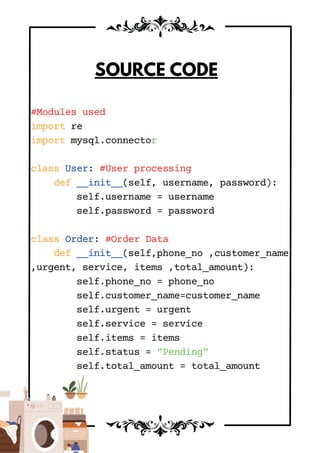 Computer Science Project- Laundry Management System