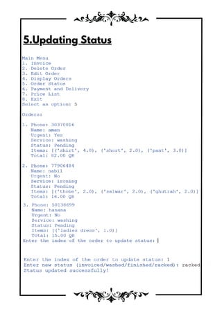 Computer Science Project- Laundry Management System