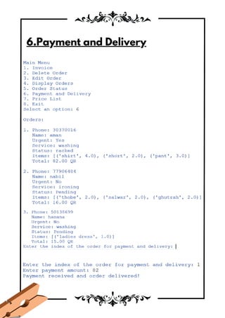 Computer Science Project- Laundry Management System