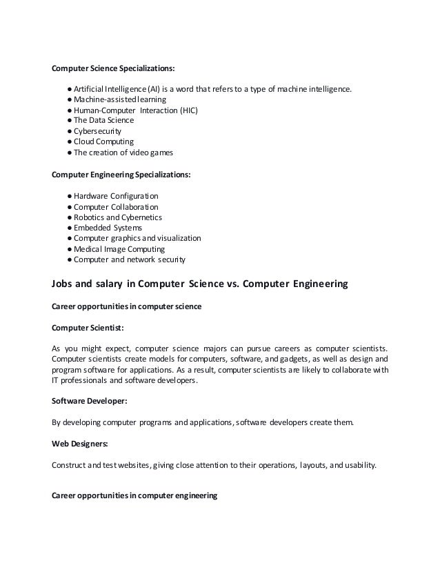 Computer Science vs. Computer Engineering a Guide | DOCX | College ...