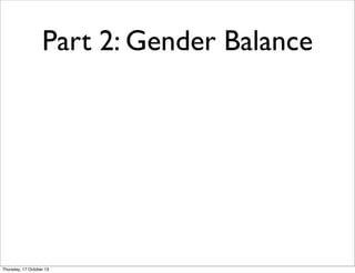 Part 2: Gender Balance

Thursday, 17 October 13

 