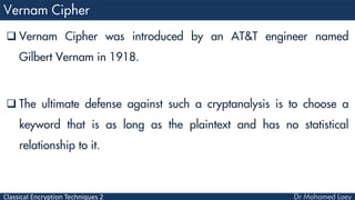 Computer Security Lecture 3: Classical Encryption Techniques 2 | PDF