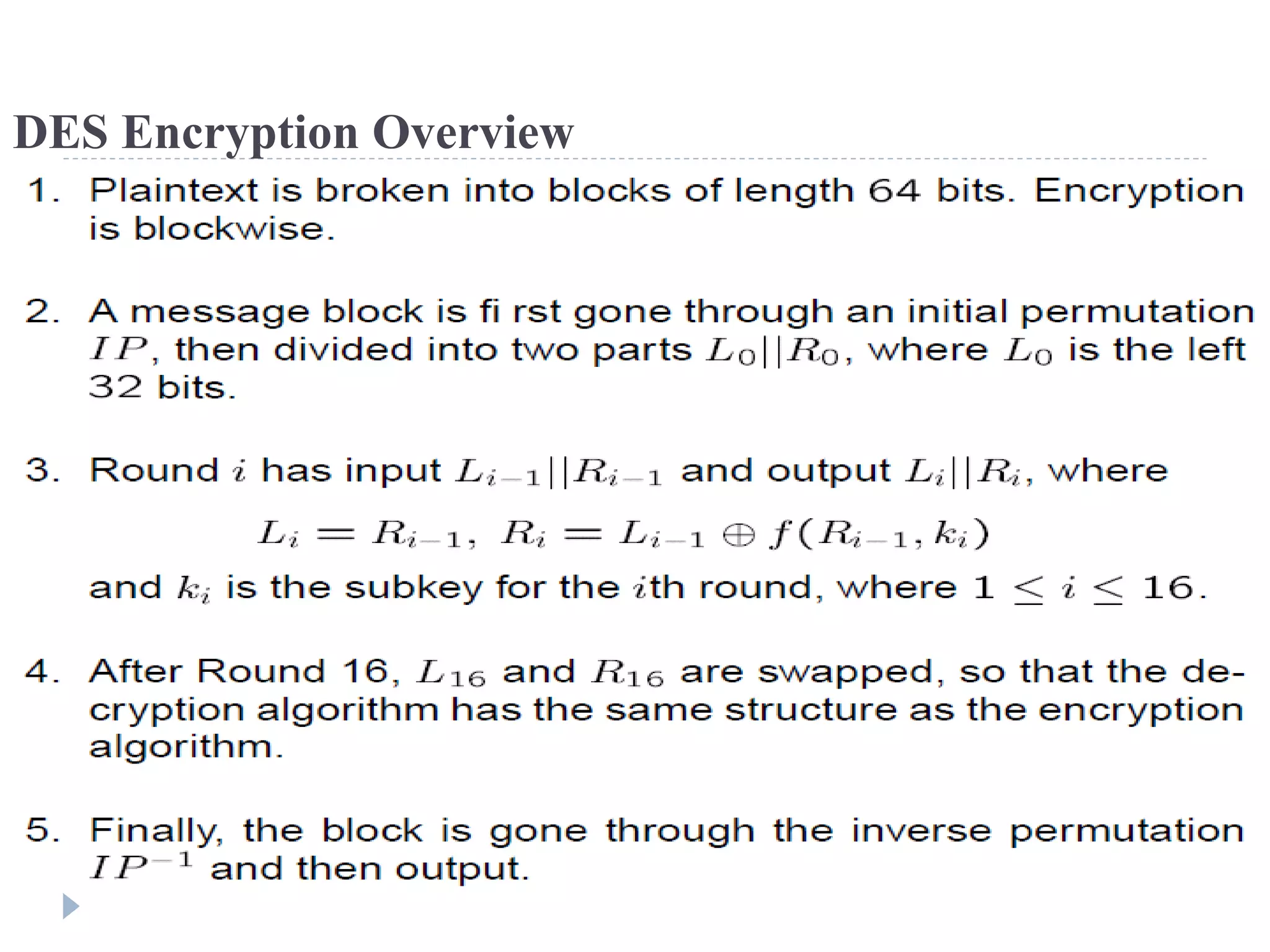 DES Encryption Overview
 