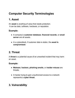 Computer Security Terminologies - protecting networks and data from ...