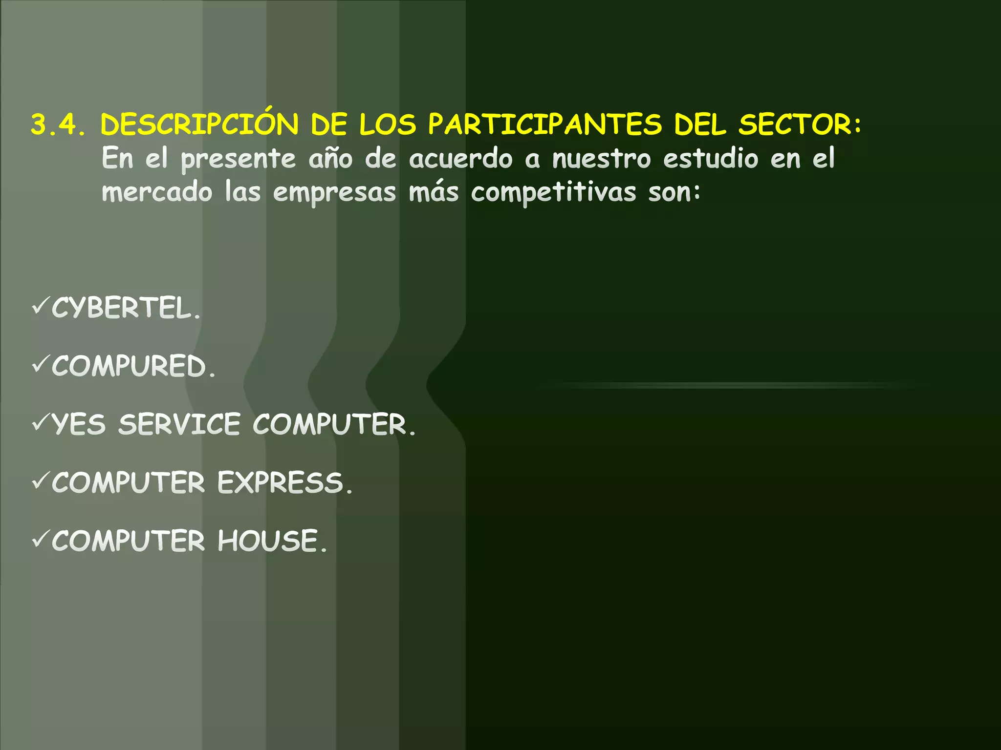 1.2. OBJETIVOS:OBJETIVO PRINCIPALNuestro objetivo principal es brindar una atención de       alta calidad:OBJETIVOS SECUNDARIOSOcupar un lugar importante en ámbito competitivo.
