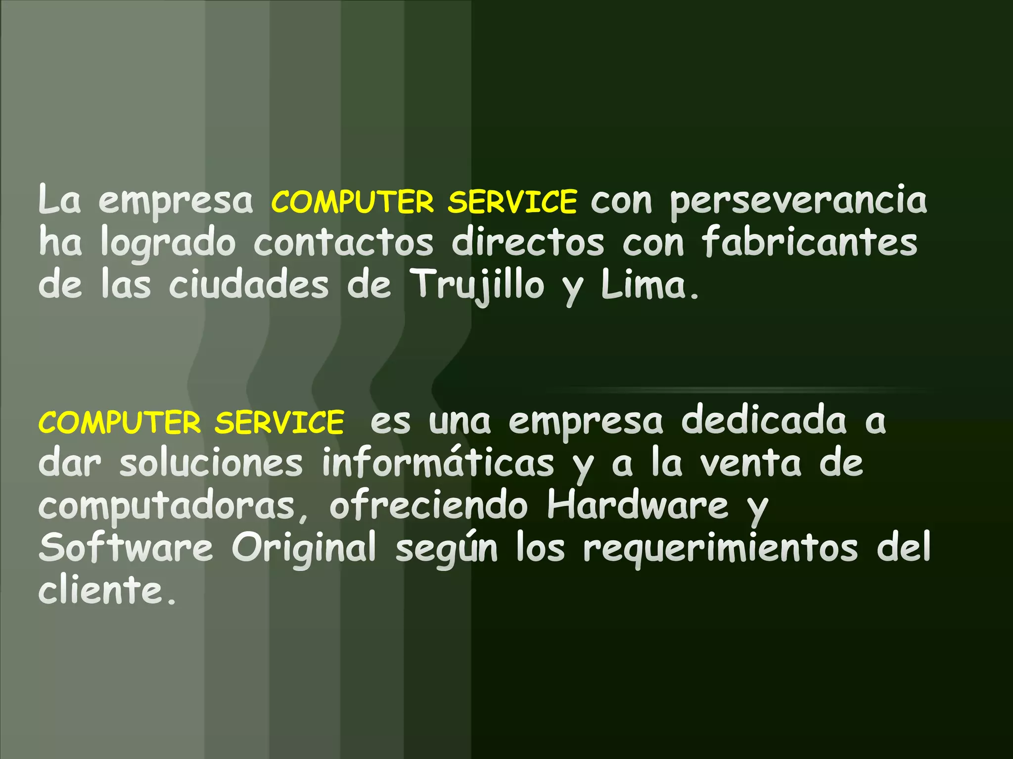  Instalación de Redes de computoVentas:Venta de Programas Originales.Teclados.Mouse.Web Cam.Tarjetas de Video.USB’SLaptopImpresoras Multifuncionales.