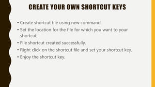 New File Create Shortcut Key Computer Shortcuts by Anurag | PPTX