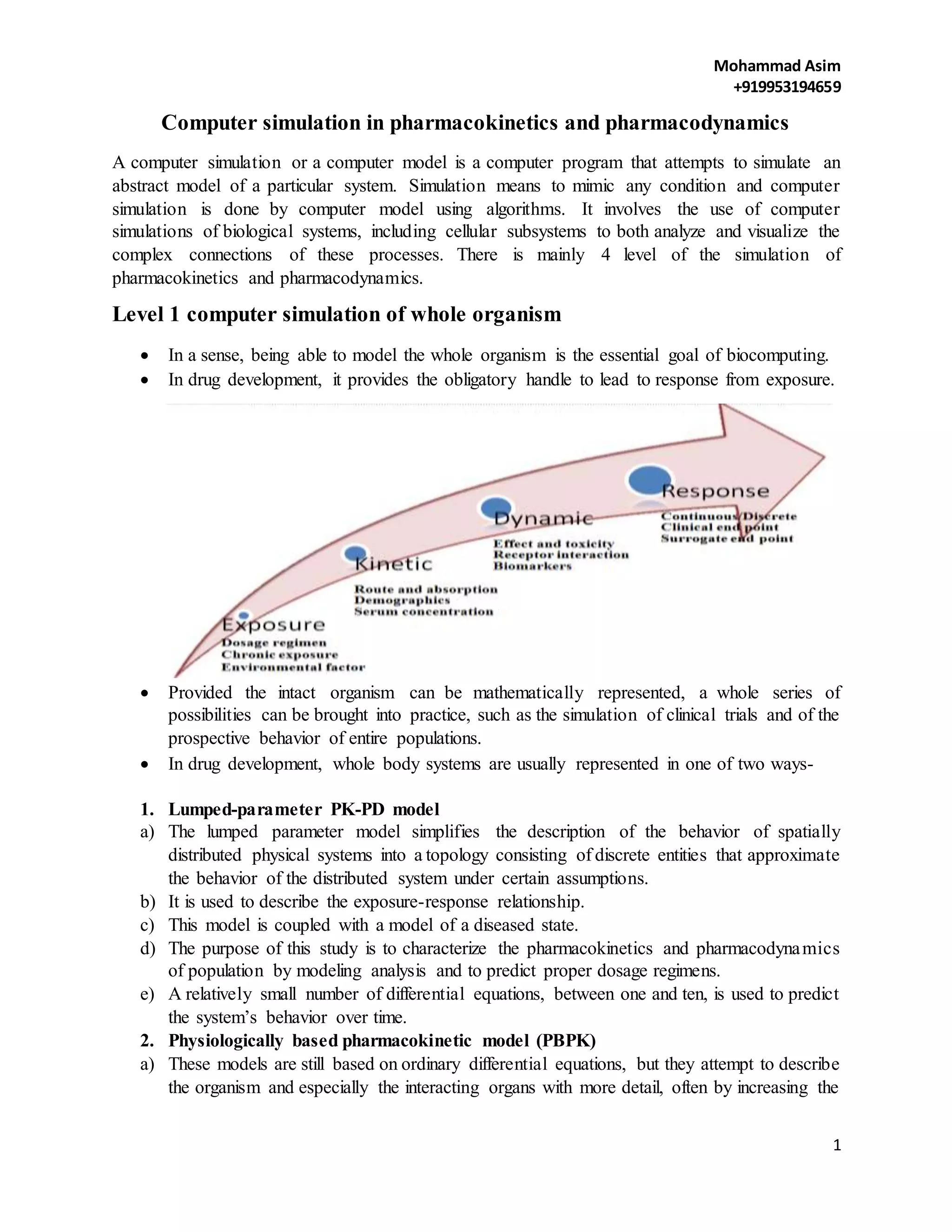 Computer simulation in pharmacokinetics and pharmacodynamics | DOCX