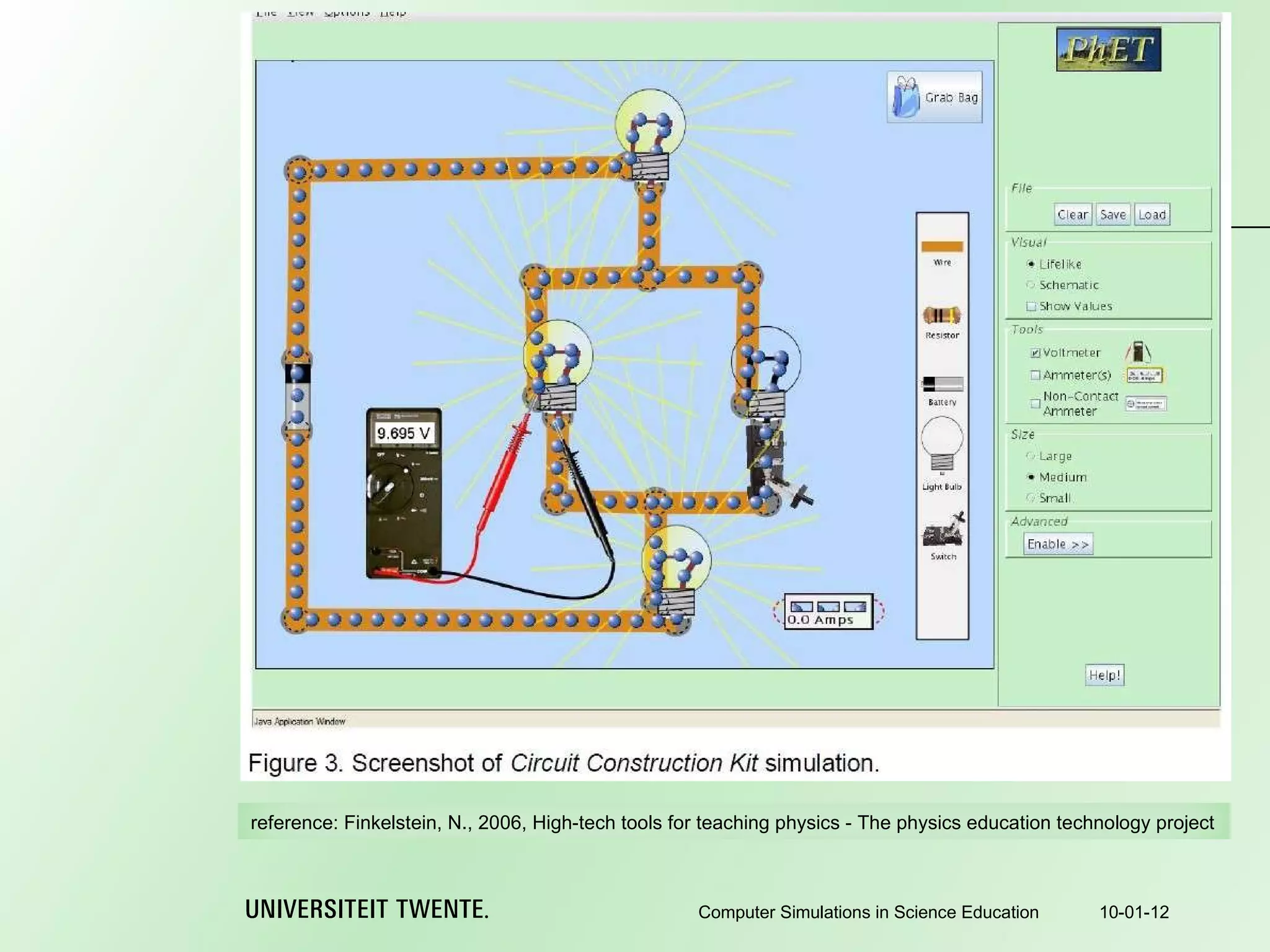 10-01-12 Computer Simulations in Science Education reference:  Finkelstein, N., 2006, High-tech tools for teaching physics - The physics education technology project 