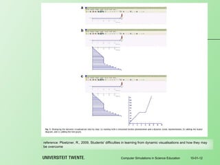 10-01-12 Computer Simulations in Science Education reference:  Ploetzner, R., 2009, Students' difficulties in learning from dynamic visualisations and how they may be overcome 