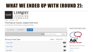 WHAT WE ENDED UP WITH (ROUND 2):
 