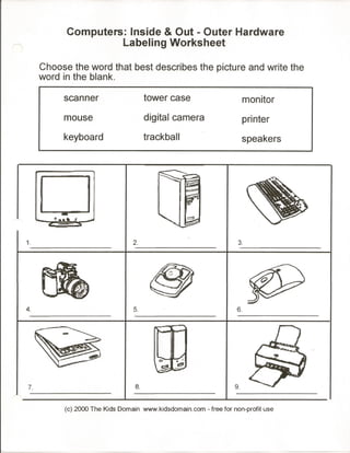 Computers in & out labeling worksheet