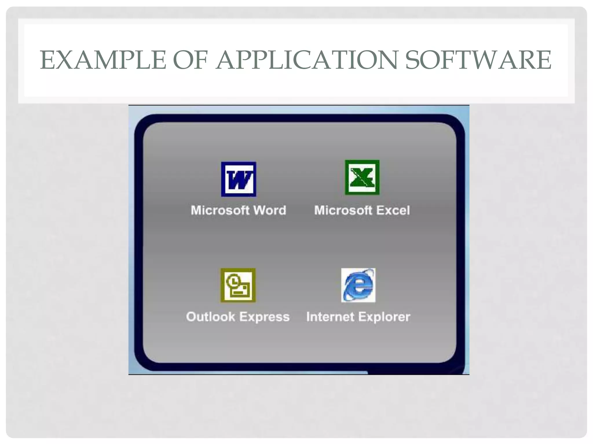 EXAMPLE OF APPLICATION SOFTWARE
 