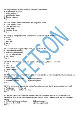Computer Software MCQ (Application Related Question) | PDF