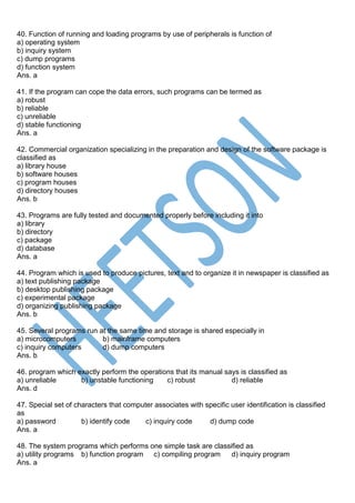 Computer Software MCQ (Application Related Question) | PDF
