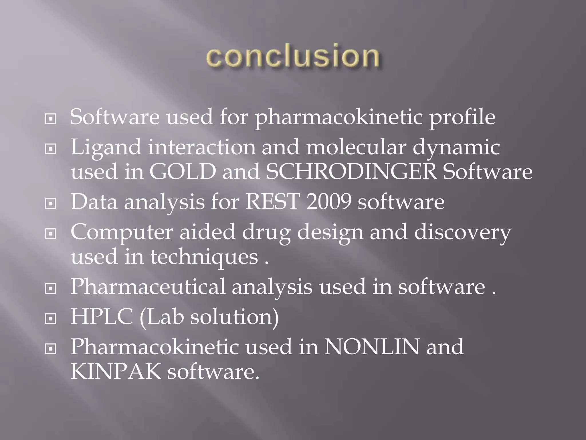 Computer software used in PHARMCAY AND PHARMACEUTICAL RESEARCH | PPTX ...