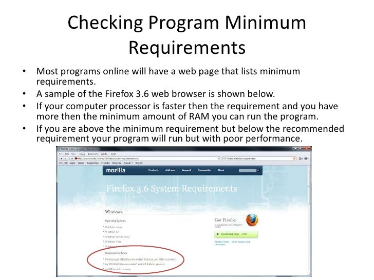 Computer Specifications And Program Minimum Requirements