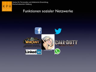 Institut für Fernstudien und didaktische Entwicklung	

Hochschulstandort Salzburg
CC BY-NC-SA inju
Funktionen sozialer Netzwerke
 