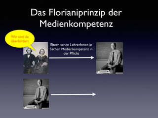 Das Florianiprinzip der
Medienkompetenz
Eltern sehen LehrerInnen in
Sachen Medienkompetenz in
der Pﬂicht
Wir sind da
überfordert
 
