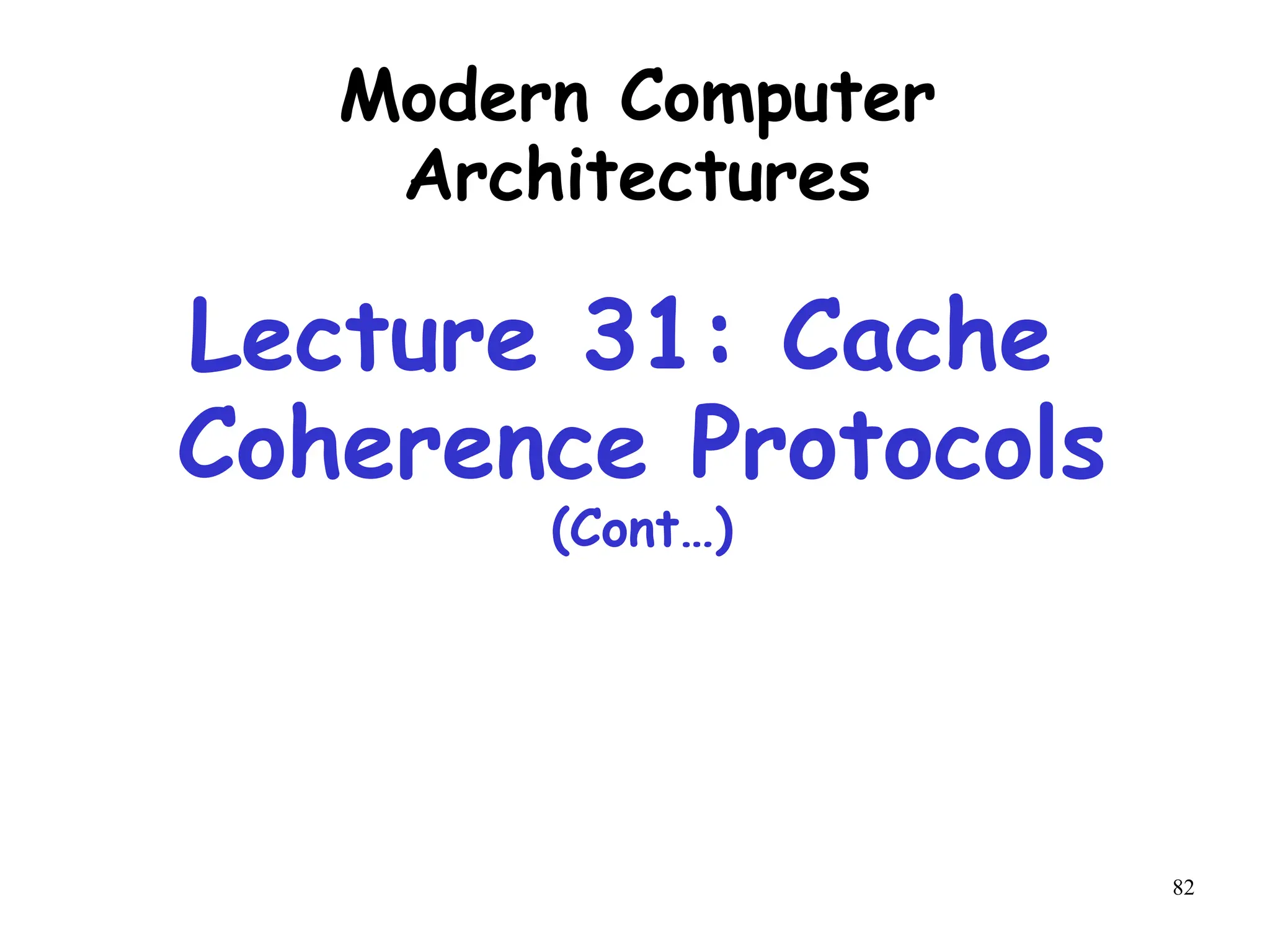 82
Modern Computer
Architectures
Lecture 31: Cache
Coherence Protocols
(Cont…)
 