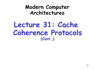 82
Modern Computer
Architectures
Lecture 31: Cache
Coherence Protocols
(Cont…)
 