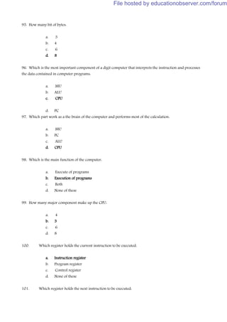 Computer system architecture mcq bank | PDF