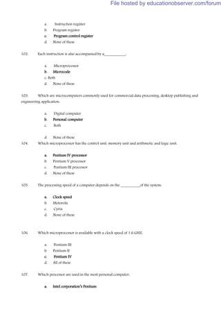 Computer system architecture mcq bank | PDF