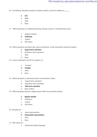 Computer system architecture mcq bank | PDF