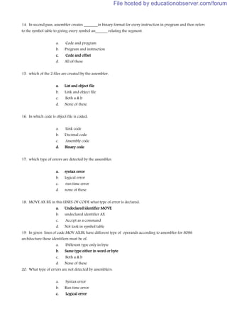 Computer system architecture mcq bank | PDF