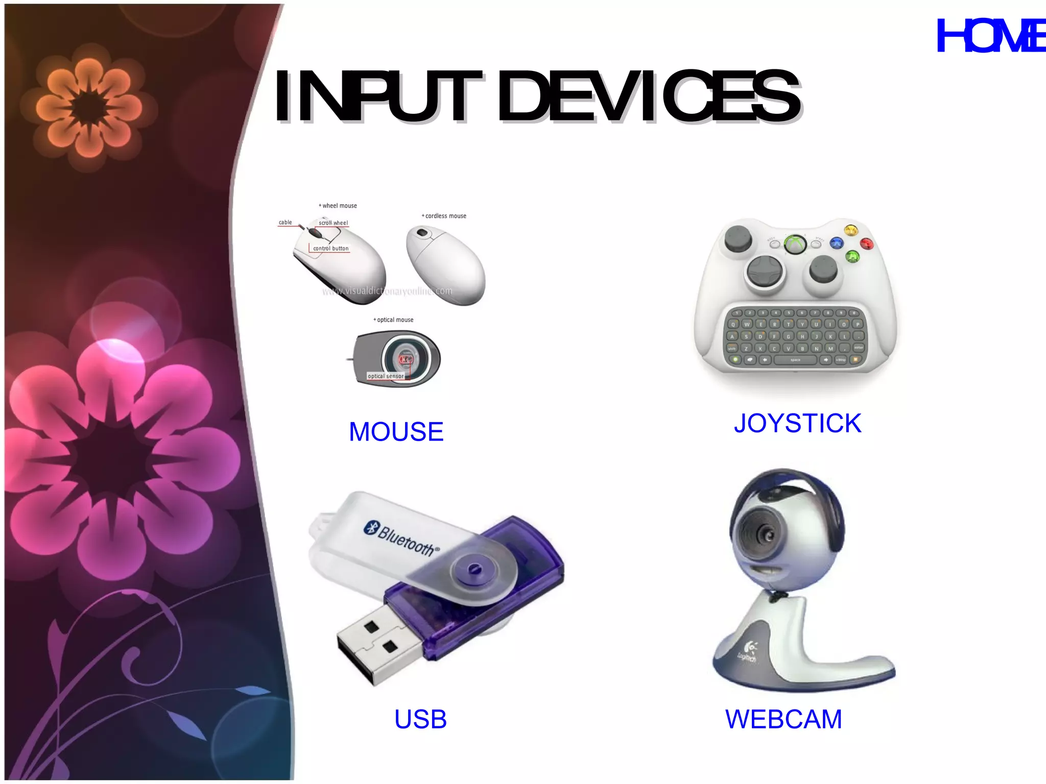 INPUT DEVICES MOUSE JOYSTICK USB WEBCAM HOME 