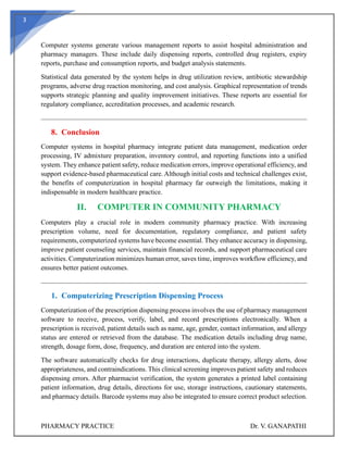 Computer Systems in Hospital and Community Pharmacy Practice | PDF
