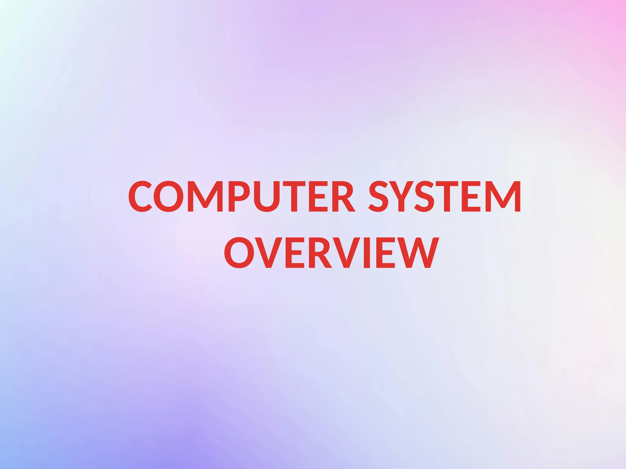 COMPUTER SYSTEM
OVERVIEW
 