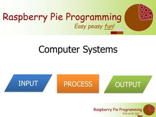 Computer Systems


INPUT        PROCESS   OUTPUT
 