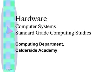 Hardware Computer Systems Standard Grade Computing Studies Computing Department, Calderside Academy 