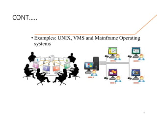CONT…..
• Examples: UNIX, VMS and Mainframe Operating
systems
8
 