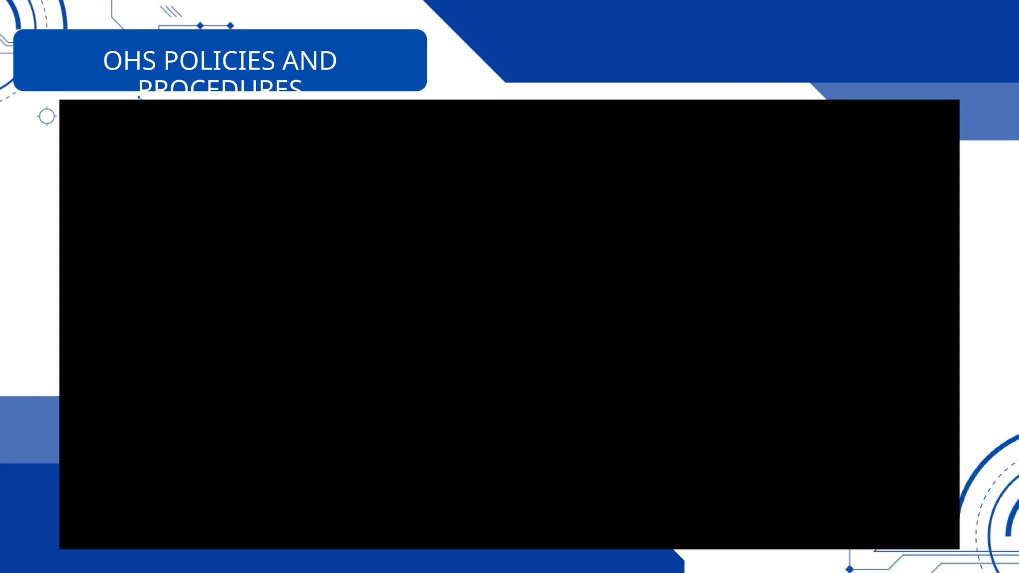 OHS POLICIES AND
PROCEDURES
 