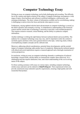 Computer Technology Essay | PDF