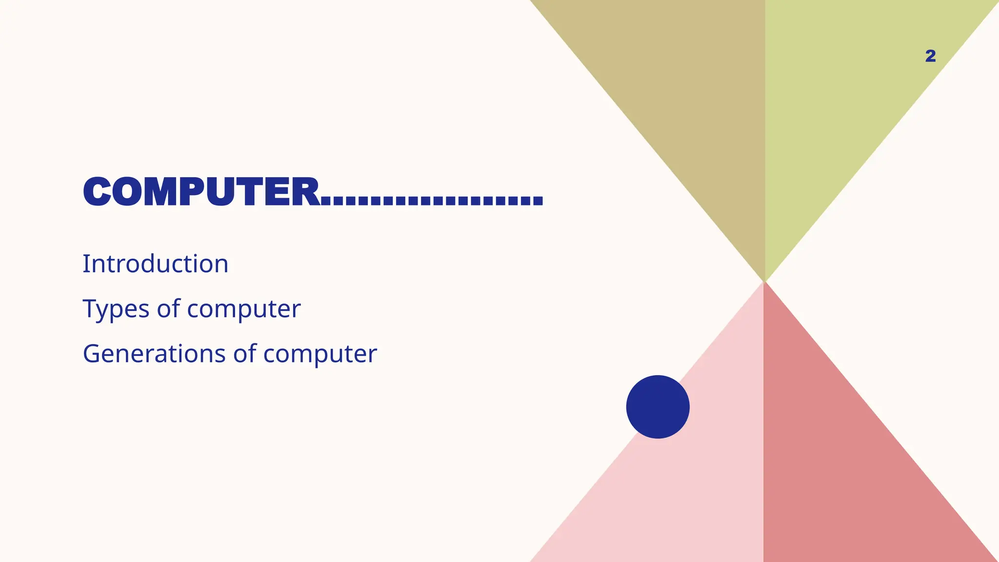 COMPUTER………………
Introduction
Types of computer
Generations of computer
2
 