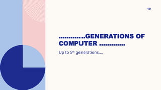 ………….GENERATIONS OF
COMPUTER ………….
10
Up to 5th
generations….
 