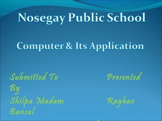 Submitted To Presented
By
Shilpa Madam Raghav
Bansal