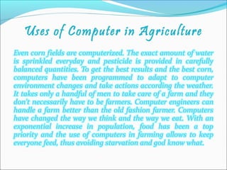 Uses of Computer in Agriculture