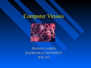 Computer Viruses

PRANJAL SAIKIA
KAZIRANGA UNIVERSITY
M.Sc (IT)

 