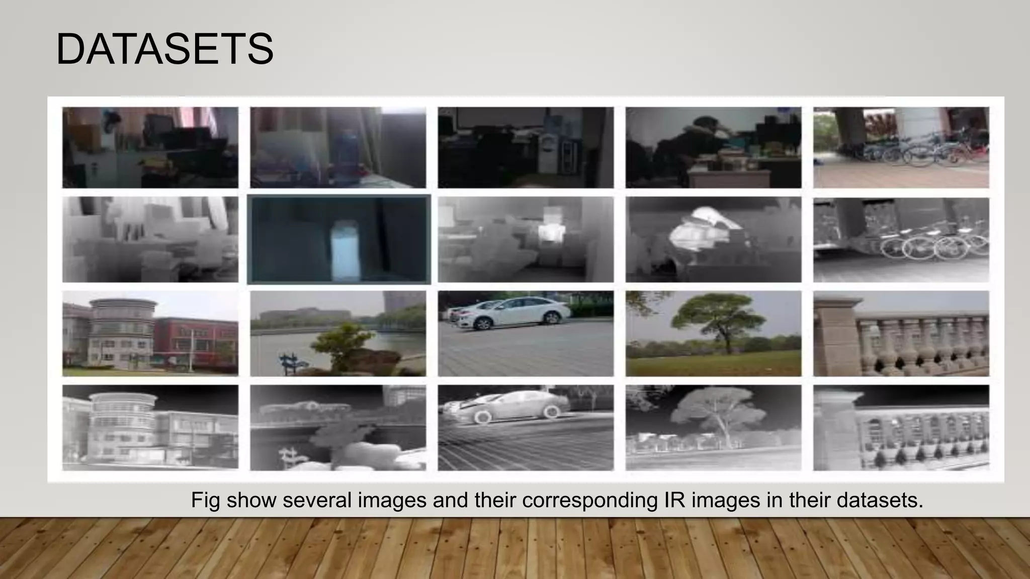DATASETS
Fig show several images and their corresponding IR images in their datasets.
 