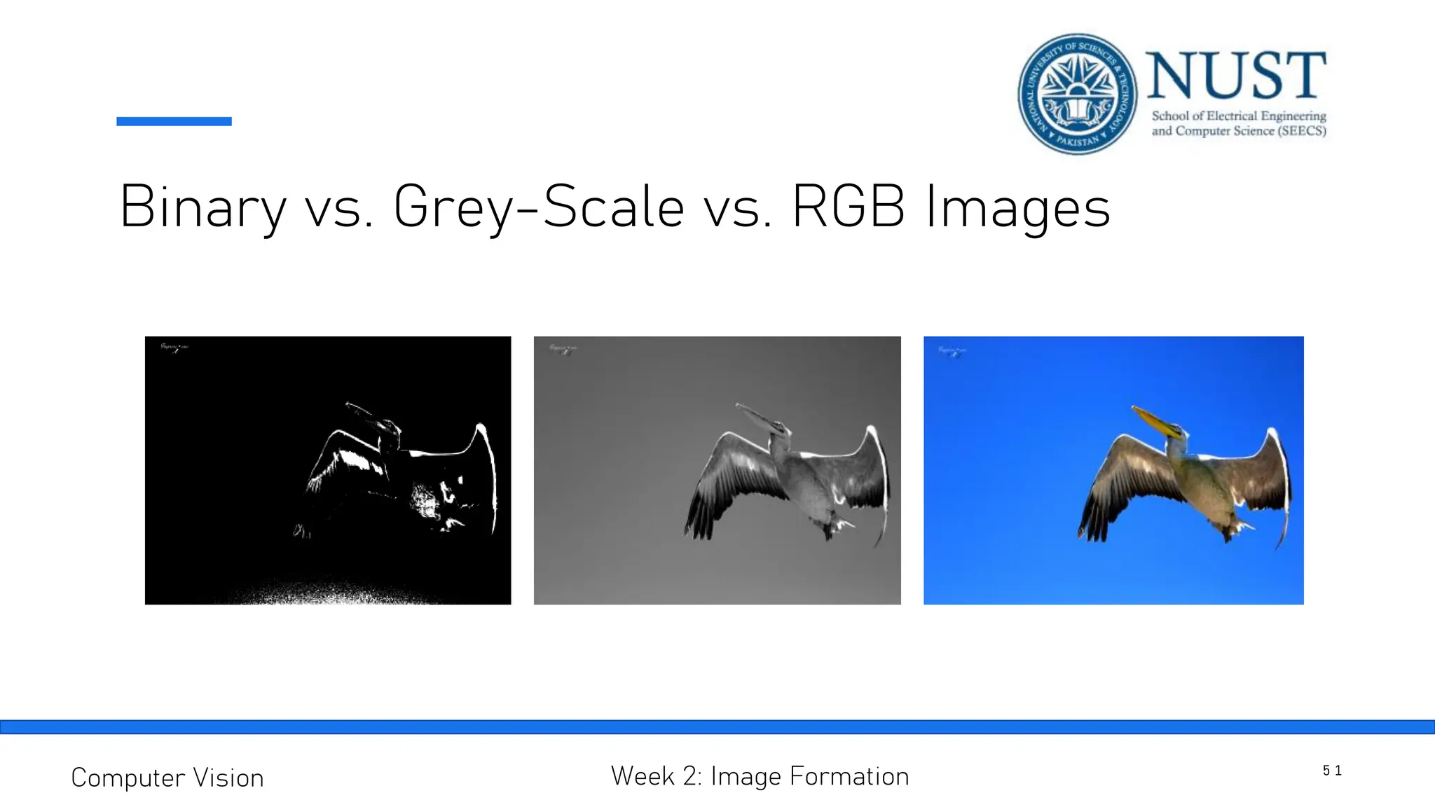 Binary vs. Grey-Scale vs. RGB Images
5 1
Computer Vision Week 2: Image Formation
 