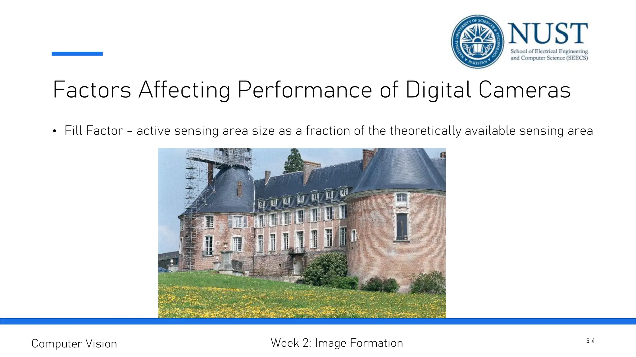 Factors Affecting Performance of Digital Cameras
• Fill Factor - active sensing area size as a fraction of the theoretically available sensing area
5 4
Computer Vision Week 2: Image Formation
 