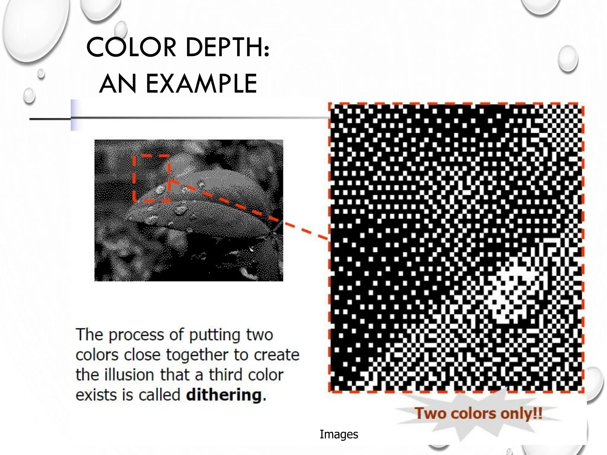 11
COLOR DEPTH:
AN EXAMPLE
Images
 