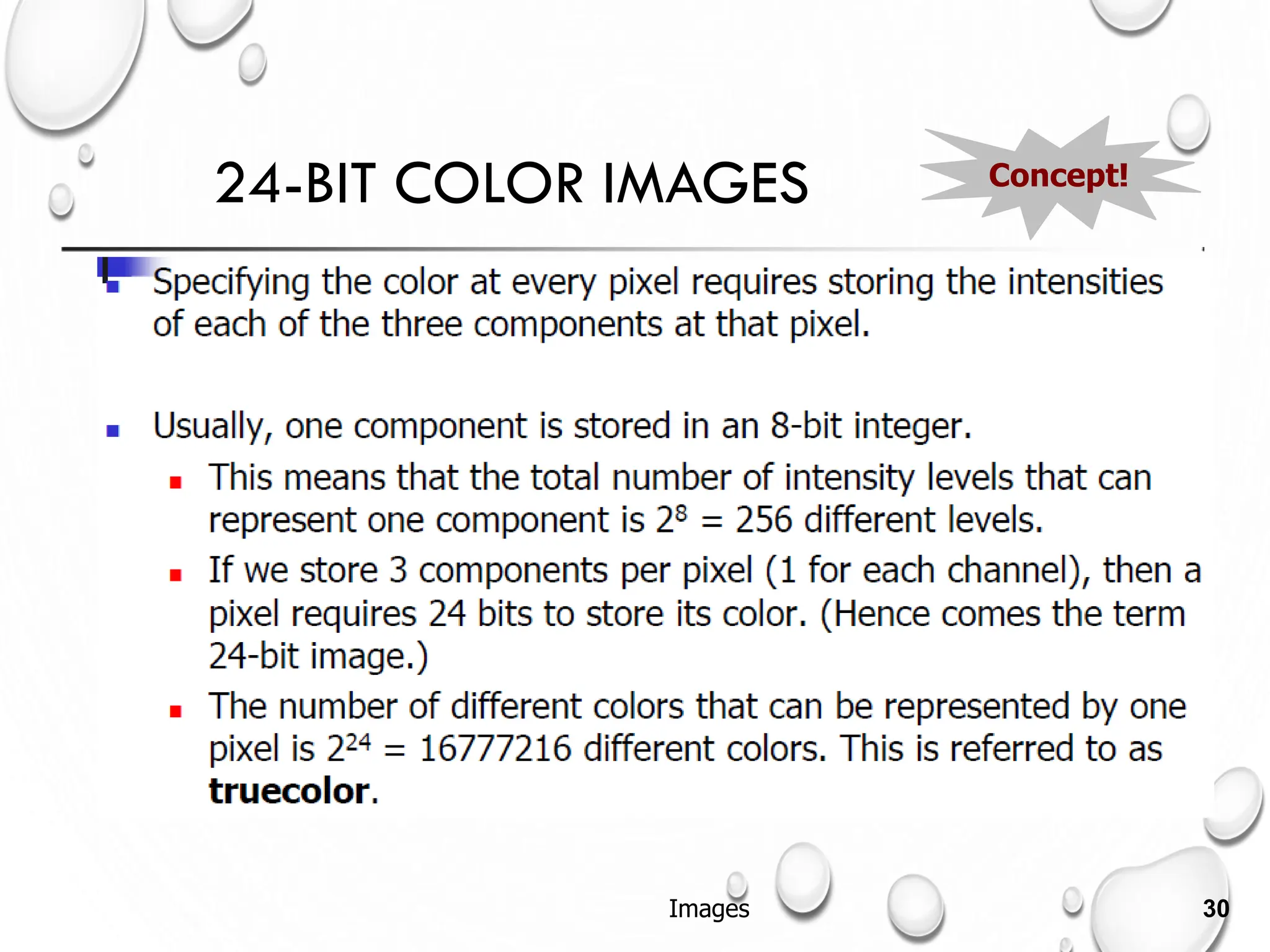 24-BIT COLOR IMAGES
Images 30
Concept!
 