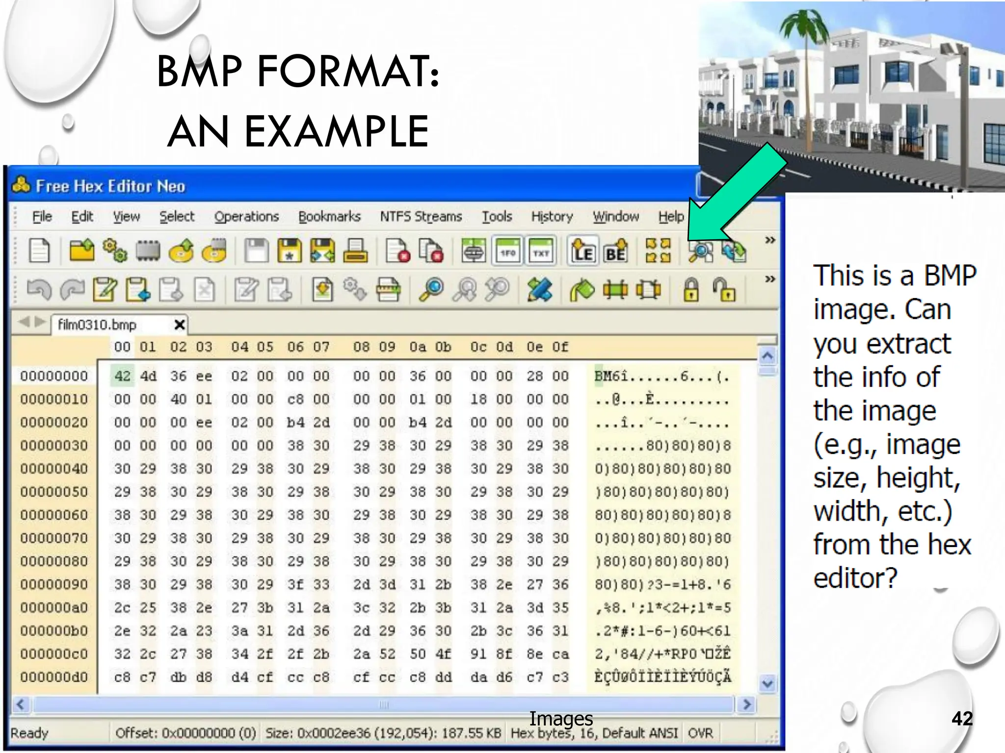 BMP FORMAT:
AN EXAMPLE
Images 42
 